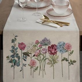 GOBELÍNOVÝ BEHÚŇ NA STÔL NATUR 50X110 CM KVETY