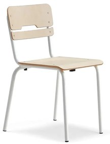 Školská stolička SCIENTIA, široké sedadlo, V 460 mm, biela/breza