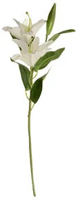 Umelá kvetina Ľalia veľkokvetá biela, dva kvety a púčik, v. 84 cm