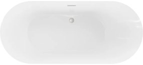 Mexen Roxy, voľne stojaca vaňa 180 x 85 cm, biela-čierna, oceľový prepad, 51201808575-97