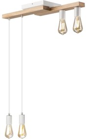 Luster na lanku CORTINA 4xE27/15W/230V biela/dub