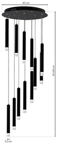 Závesné svietidlo Carbon, 12x biele kovové tienidlo, b