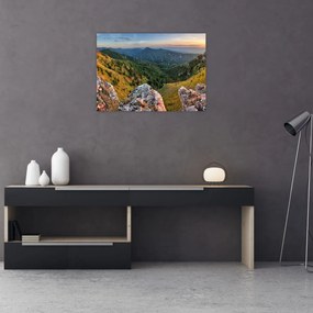 Sklenený obraz - Horská krajina (70x50 cm)