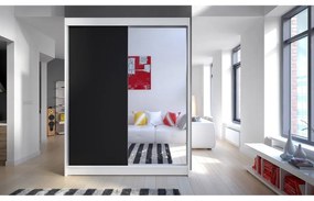 Skriňa s posuvnými dverami Belgia I, Farby: čierna / čierna + zrkadlo, Osvetlenie: osvetlenie LED RGB - farebné