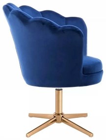 LuxuryForm DESIGN Kreslo FREY VELUR na zlatom kríži - modré