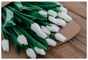 Obraz kytice bielych tulipánov (90x60 cm)