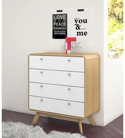 Vysoká komoda v dekore duba v bielo-prírodnej farbe 80x88 cm Caitlin – Støraa