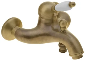 Sapho Sapho, KIRKÉ WHITE nástenná vaňová batéria, biela páčka, bronz, KI10BB