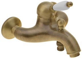 Sapho Sapho, KIRKÉ WHITE nástenná vaňová batéria, biela páčka, bronz, KI10BB