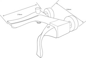 Mexen Estrella, nástenná vaňová batéria, zlatá lesklá, 72330-50