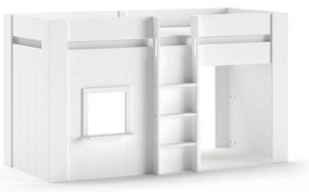 Biela vyvýšená detská posteľ z borovicového dreva 90x200 cm RENO – Vipack