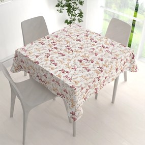 Biante Bavlnený štvorcový obrus Sandra SA-636 Vínovo-béžové kosatce na bielom 130x130 cm