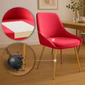 Sada 2 ks jedálenskej stoličky Elmira zamat - červená