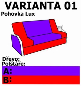 Pohovka Lux, čierna vzor květy / wenge (eden 3991/102)