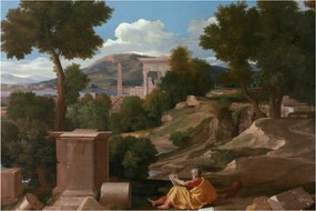 Obraz - Nicolas Poussin, Landscape with Saint John on Patmos, reprodukcia (90x60 cm)