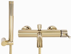 Rea Lungo, nástenná vaňová batéria + ručná sprchová súprava, zlatá lesklá, REA-B6635