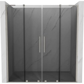 Mexen Velar L Duo, posuvné sprchové dvere do otvoru 180 cm, 8mm šedé sklo, brúsená oceľ, 871-180-003-42-97