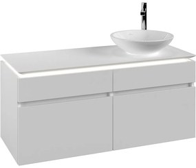 VILLEROY &amp; BOCH Legato závesná skrinka pod umývadlo na dosku (umývadlo vpravo), 4 zásuvky, s LED osvetlením, 1200 x 500 x 550 mm, White Matt, B582L0MS