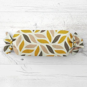 Biante Vankúš valec bonbon Sandra SA-423 Zlato-hnedé listy na krémovom 15x60 cm