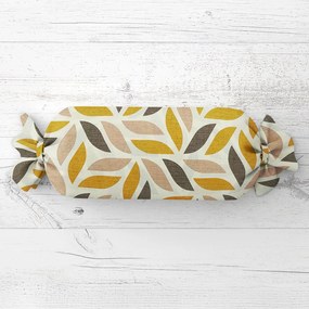 Biante Vankúš valec bonbon Sandra SA-423 Zlato-hnedé listy na krémovom 15x40 cm