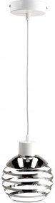 BERGE Sklenená LED závesná lampa biela 1xE27 - gulička s horizontálnymi pruhmi