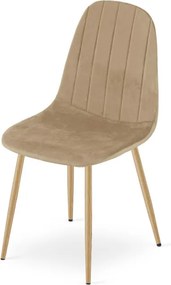 Set štyroch jedálenských stoličiek PADVA zamatové hnedé / hnedé nohy (4 ks)