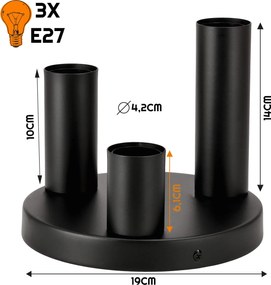 BERGE Stropné svietidlo VIKI 3x E27 okrúhle čierne