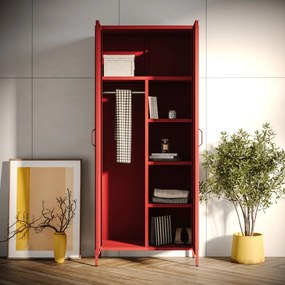 Šatníková skriňa FLAVIO, 800 x 1850 x 450 mm, Modern: červený farba