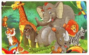 KIK Drevené rozprávkové puzzle slon 60el