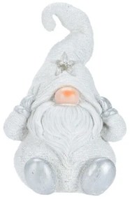 Sediaci biely škriatok s LED svetlom 22 cm