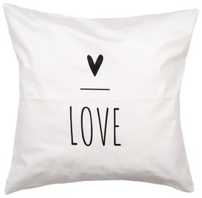 Biela obliečka na vankúš so srdiečkom Love Heart & Smile - 45*45 cm