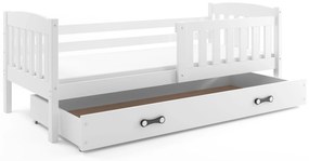 Interbeds Jednolôžková posteľ Kubus2 biela 160x80 s matracom a šuplíkom - biela