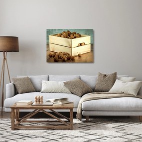 Sklenený obraz - Jesenné zátišie s orechmi (70x50 cm)