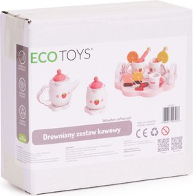 Drevený čajový set 14 ks – Jahôdky ECOTOYS