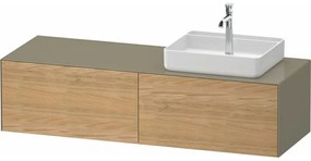 DURAVIT White Tulip závesná skrinka pod umývadlo na dosku (umývadlo vpravo), 2 zásuvky, 1600 x 550 x 408 mm, dub prírodný masív/kameňovo šedá vysoký lesk, WT4864RH5H20000