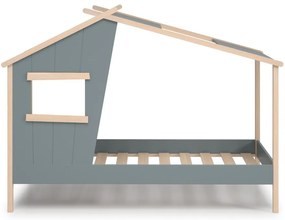 Domčeková detská posteľ sivozelená z borovicového dreva s roštom 90x190 cm Luba – Marckeric