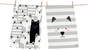 Set 2 kusov utierok z bavlny Butter Kings Black Cat, 70 x 50 cm