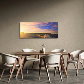 Obraz žltého auta v poli (120x50 cm)
