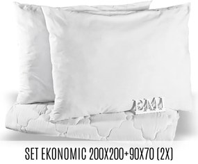 Set manželskej prikrývky a vankúšov Ekonomic 200x200 + 90x70 (2x) EMI