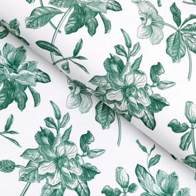 Biante Teflónový štvorcový obrus TF-091 Zelené kvety na bielom 80x80 cm