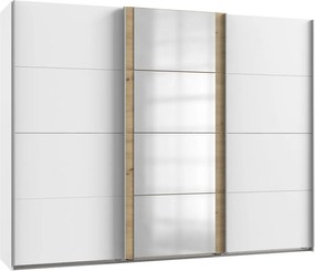 Šatní skříň Bern, šířka 225 cm/výška 208 cm, bílá/dub artisan