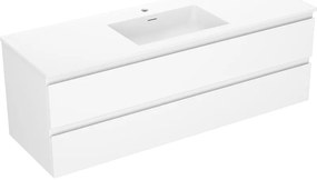 Mexen Orio, kúpeľňová skrinka 140 cm s umývadlom Otis, 2 zásuvky, biela matná, 91A10-14047-2-BFF01-W18M01