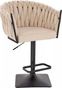 LuxuryForm DESIGN Barová stolička NORDEN VELUR na čiernej hranatej podstave - krémová