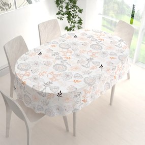 Biante Bavlnený oválny obrus Sandra SA-526 Hnedé vlčie maky na bielom 120x200 cm