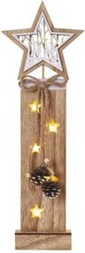 LED dekorácia drevená – hviezdy, 48 cm, 2x AA, vnútorná, teplá biela, časovač