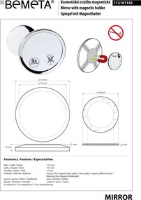 Bemeta Design Kozmetické zrkadlo, ø 151 mm, samolepiace - 112101150