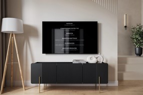 TV stolík Malmi 150 cm - čierny mat / zlatá