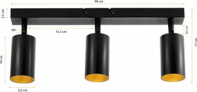 BERGE LED stropné svietidlo VIKI GOLD - 3xGU10 - čierne