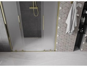 Mexen Velar Duo, posuvné sprchové dvere do otvoru 140 cm, 8mm sklo námraza, zlatá lesklá, 871-140-000-32-50