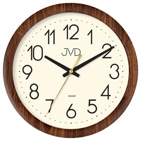 Nástenné hodiny JVD H608.3 s tichým chodom – imitácia dreva, 22 cm